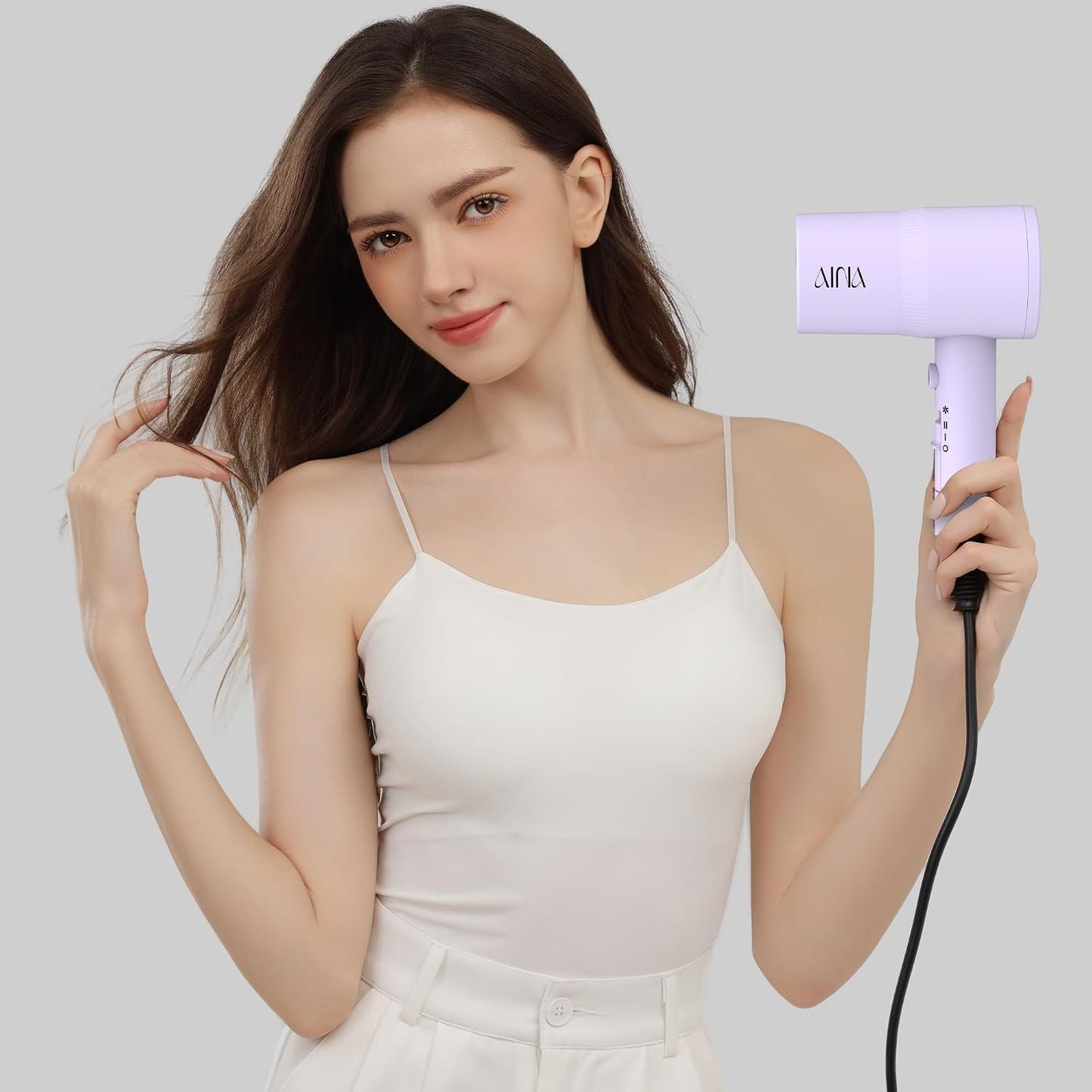 AINA Diffuser Hair Dryer Full-Featured Blow Dryer 110V/1600W(Ash Grey)