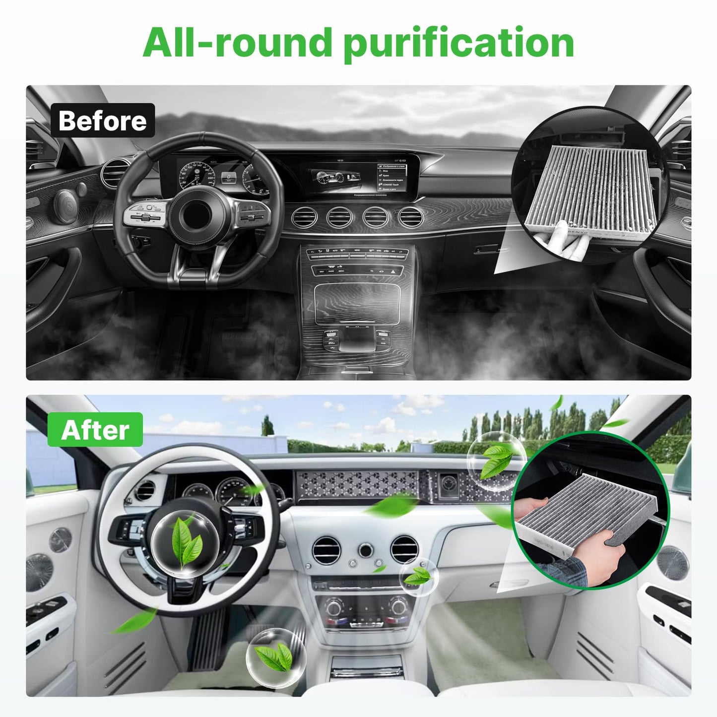 Engine+Cabin Air Filter Fit for 2014-2020 Rogue, 2017-2022 Rogue Sport