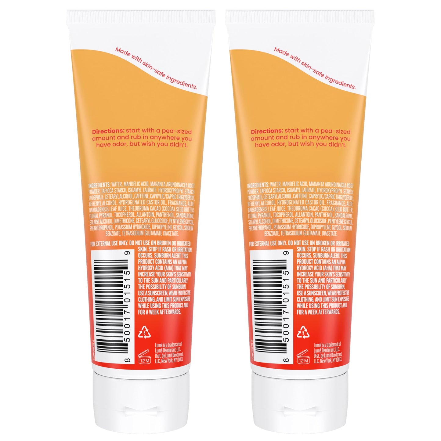 Lume Whole Body Deodorant - Cream Tube - 3 oz (Clean Tangerine)