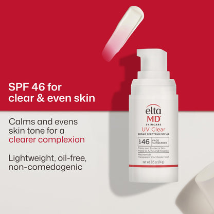 EltaMD UV Clear Face Sunscreen with Zinc Oxide, Oil-Free, SPF 46 and SPF 50