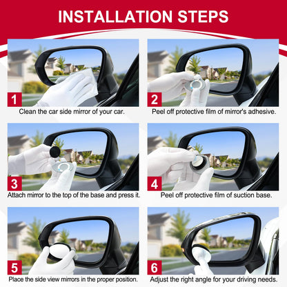 LivTee Blind Spot Mirror, 2" Round HD Glass Frameless Convex Rear View Mirrors Exterior Accessories with Wide Angle Adjustable Stick for Car SUV and Trucks, Pack of 2