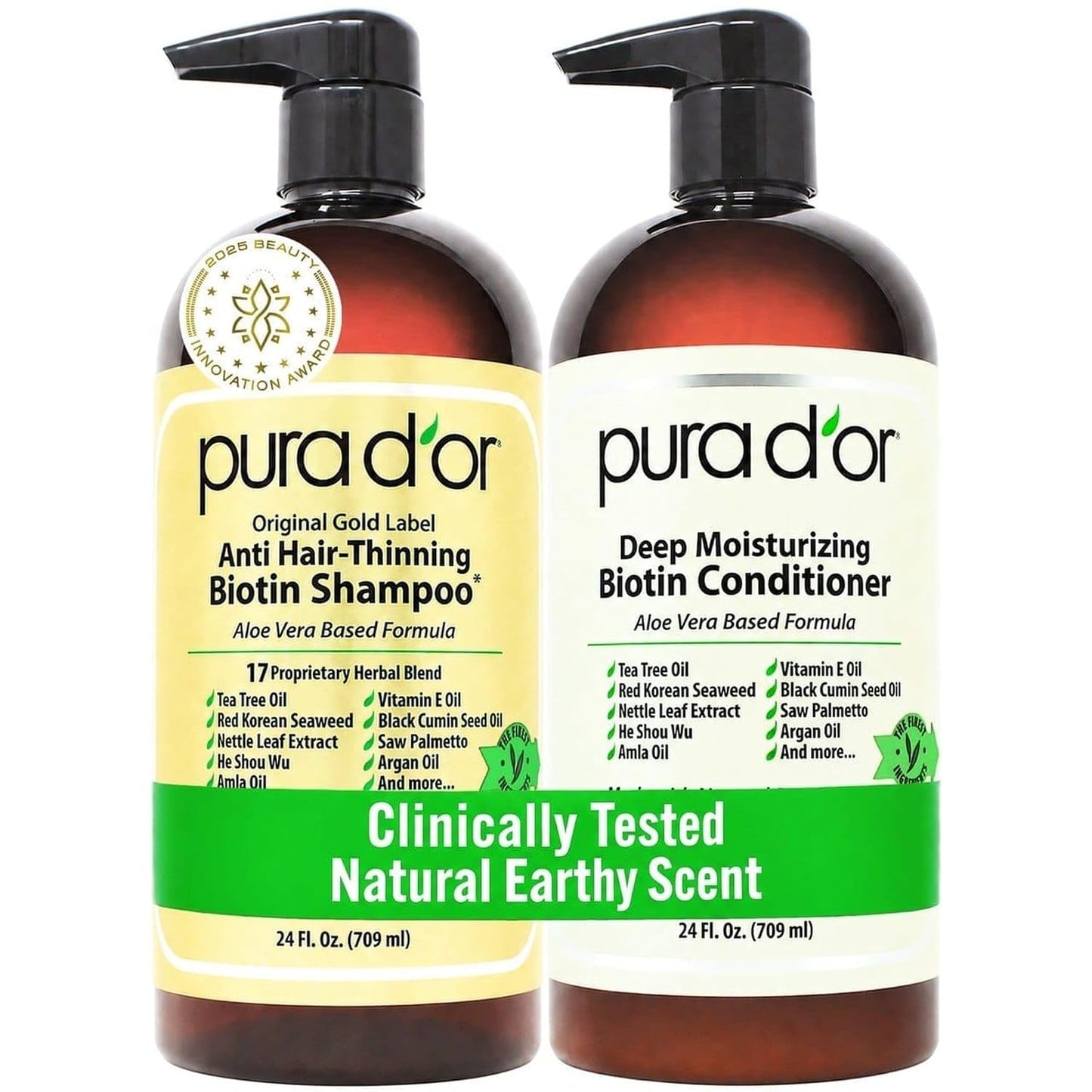 PURA D'OR Deep Moisturizing Biotin Hair Regrwoth Conditioner Thickens, Softens, & Moisturizes Dry, Frizzy, Damaged Hair w/Argan Oil, Pumpkin, Rosemary, Honeysuckle, Vitamin E, Men & Women, 16oz