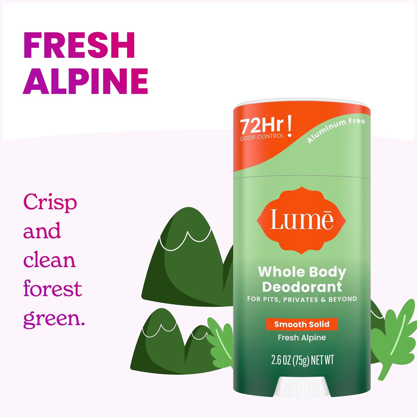 Lume Whole Body Deodorant - Solid Stick - 2.6 oz, 2 pk (Soft Powder)