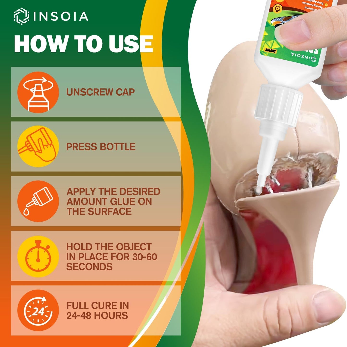 INSOIA Super Medium CA Glue, 20g, Strong Bond, with Precision Tips