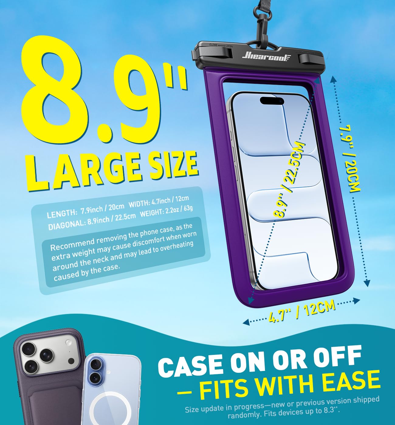Hiearcool Waterproof Phone Pouch, Waterproof Phone Case, Black&Green 2-Pack