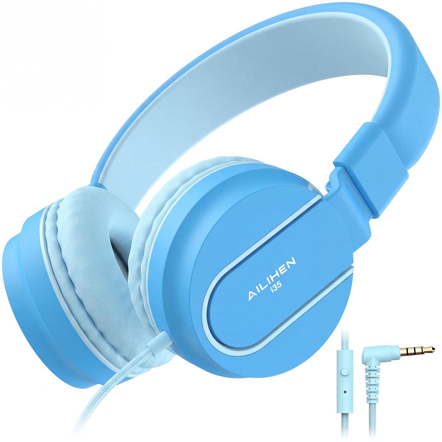 AILIHEN I35 Kids Headphones for School with Mic, 93dB Safe Volume, Orange