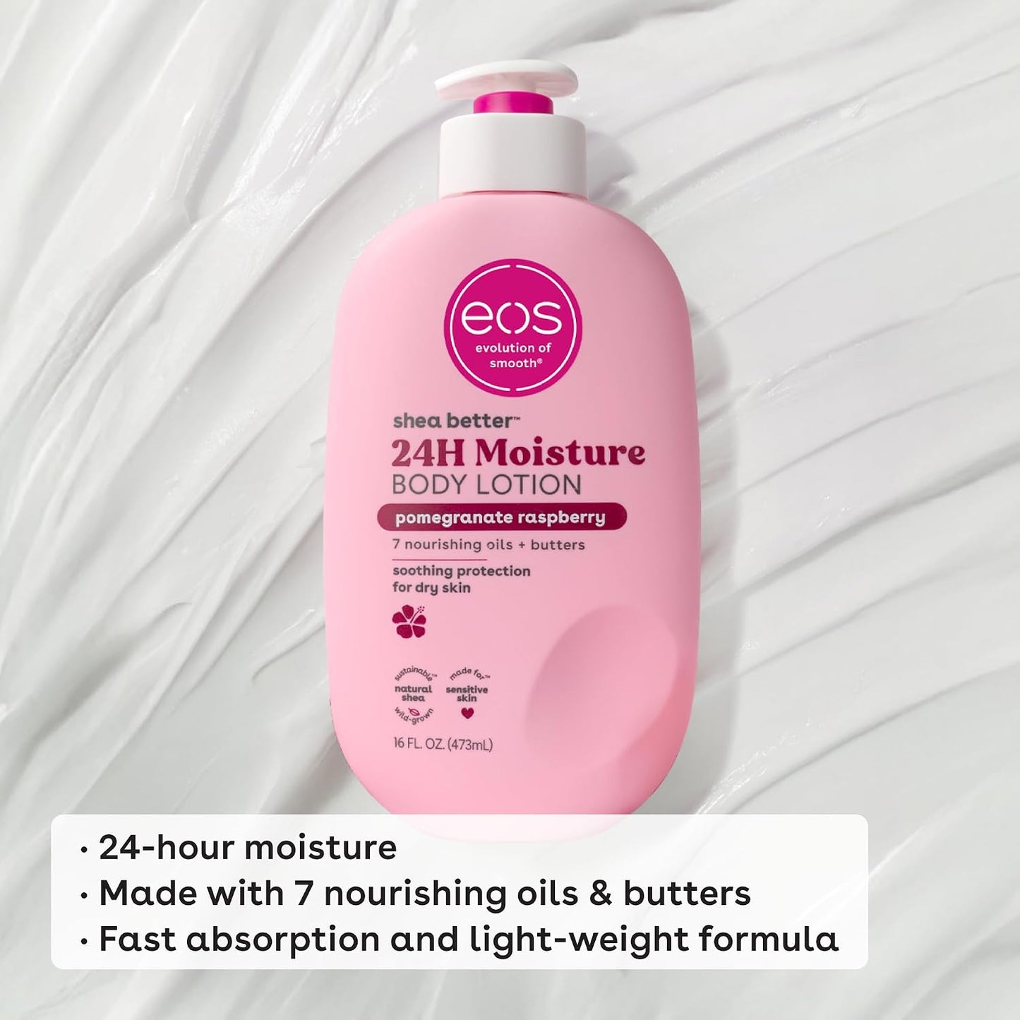 eos Shea Better 24H Moisture Body Lotion- Jasmine Peach, 16 fl oz