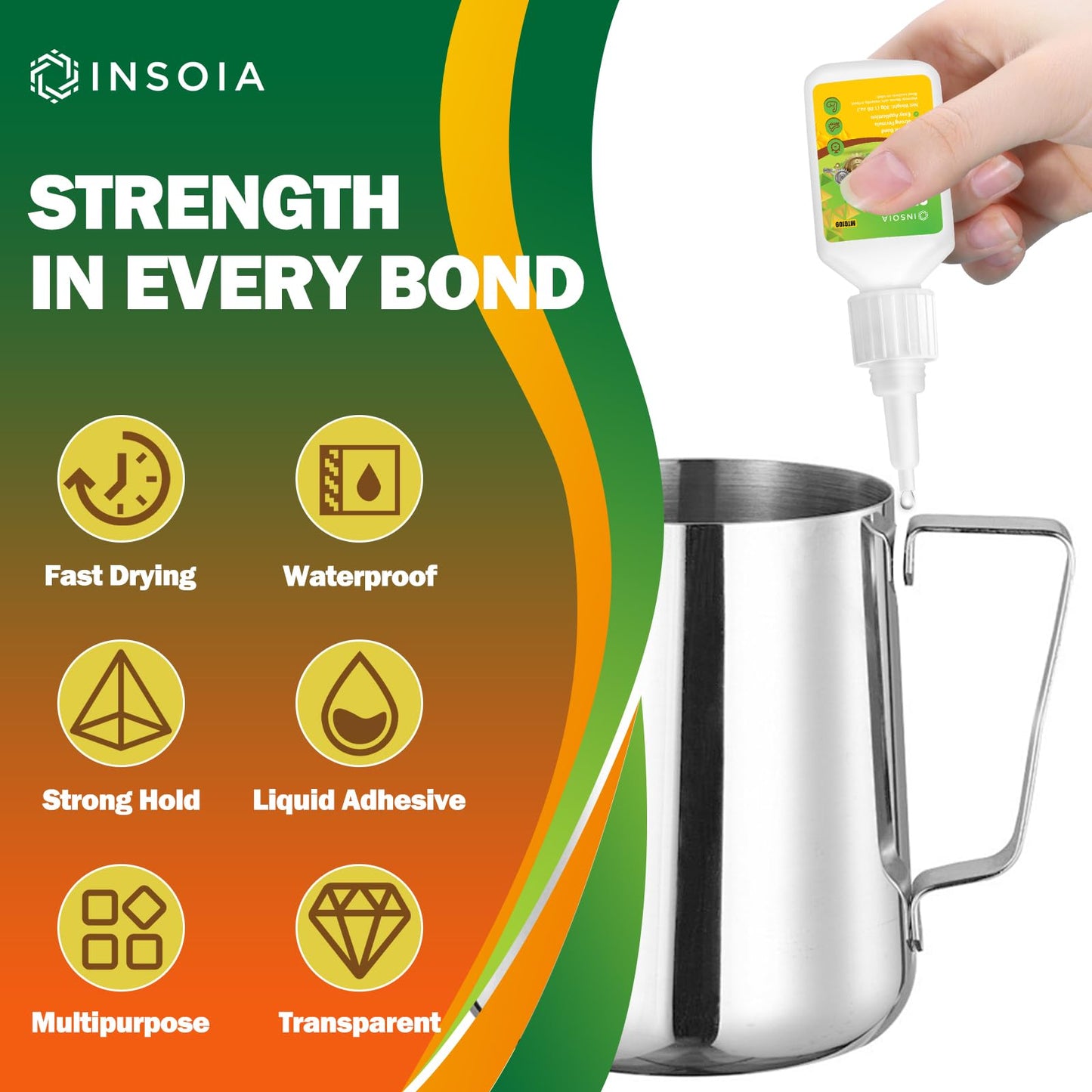 INSOIA Super Medium CA Glue, 20g, Strong Bond, with Precision Tips