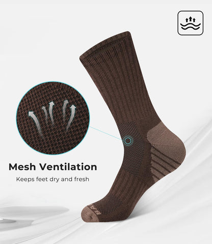 BAMBOO COOL Men's Crew Socks Athletic Cushioned Moisture Wicking 6 Pairs