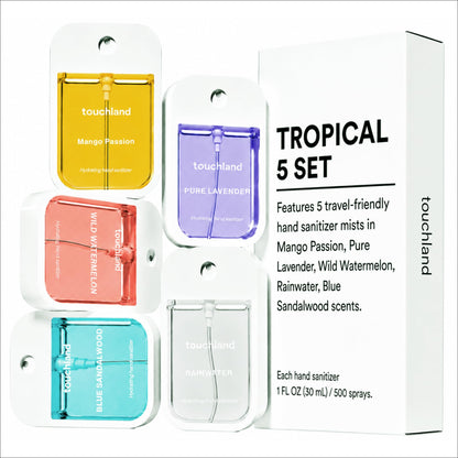 Touchland Top 5 Hydrating Hand Sanitizer Spray Set Travel Size