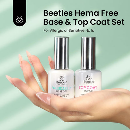 Beetles 2 Pcs 15ml No Wipe Gel Top Coat and Base Coat Set