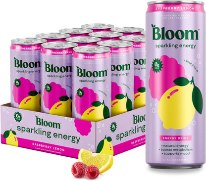 Bloom Nutrition Zero Sugar Energy Drink, Apple Crisp, 12oz 12pk