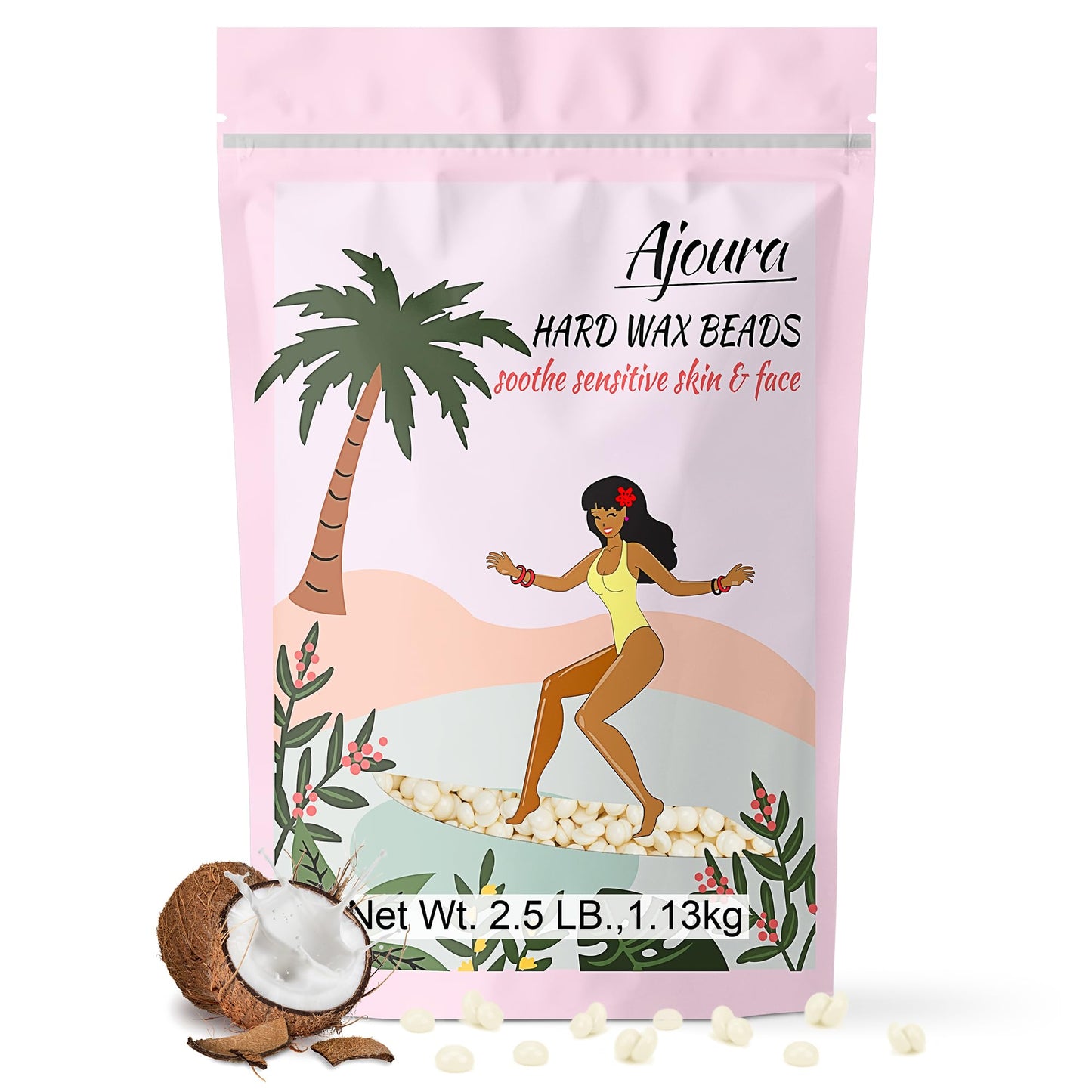 Ajoura 1 lb Hard Wax Beads for Hair Removal, Chamomile Wax Beans, Blue