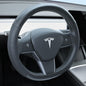 Uxcer Nappa Leather Steering Wheel Cover Compatible with Tesla Model 3/Y 2016-2025 2026 Juniper/Highland, Non-Slip Breathable Tesla Model 3/Y Steering Wheel Protector, White
