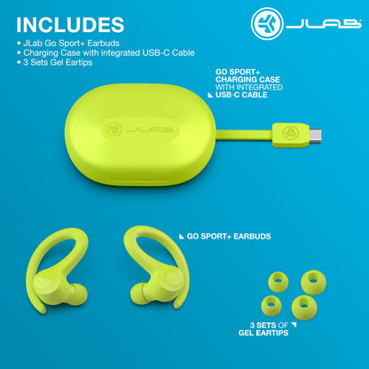 JLab, Go Sport+, True Wireless Workout Earbuds, Bluetooth Sport Earbuds, Clear Calling, Graphite
