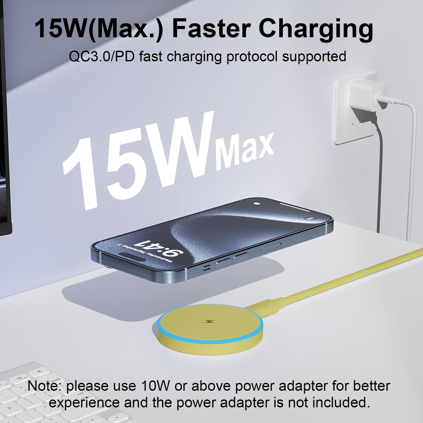 MagSafe Charger 2 Pack 15W Magnetic Wireless Charger Fast Charging Pad Compatible with iPhone 17/16/15/14/13/12 Series & AirPods 3/2/Pro Magnetic MagSafe Charging Pad with Dual Ports-Blue