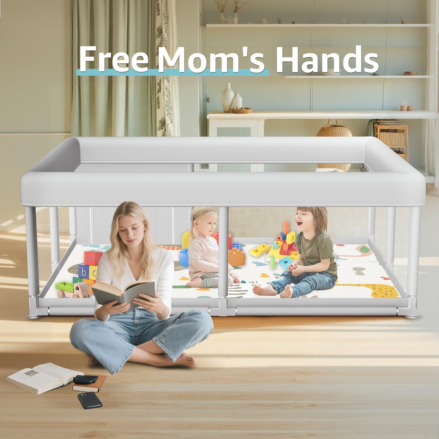 Hiaksedt Baby Playpen 50x50 Inch, Play Pens for Babies and Toddlers