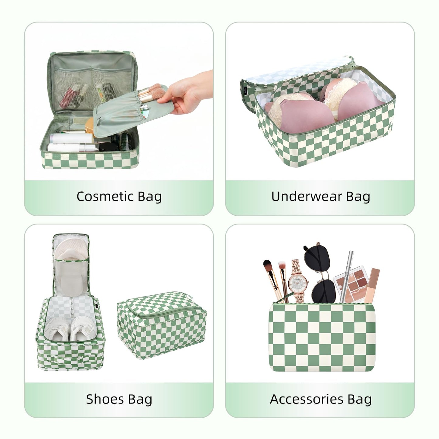 BAGAIL 8 Set Packing Cubes Luggage Packing Organizers for Travel Accessories-Cream