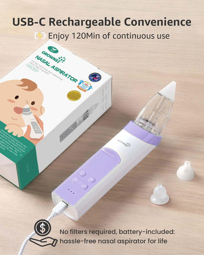 GROWNSY Nasal Aspirator for Baby, Electric Nose Sucker, Powerful Suction