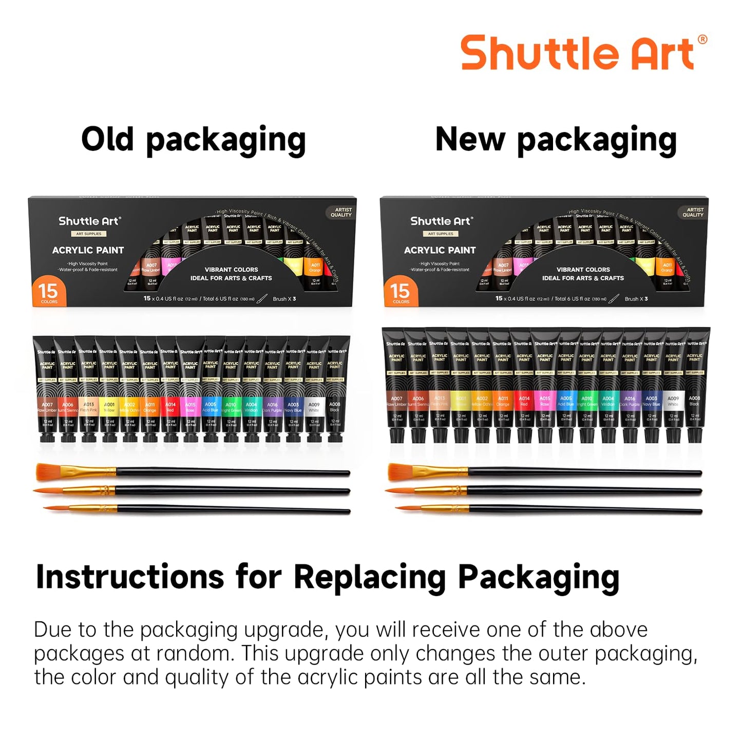 Shuttle Art Acrylic Paint Set, 30 x12ml Tubes Artist Quality Non Toxic Rich Pigments Colors Great for Kids Adults Professional Painting on Rocks Canvas Wood Clay Fabric Ceramic Crafts