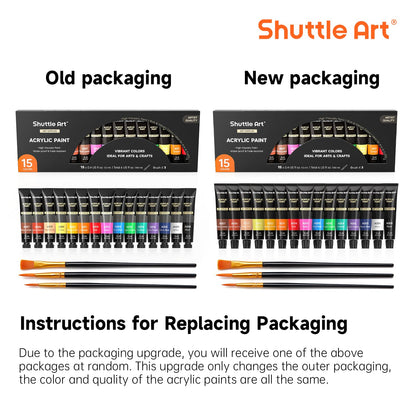 Shuttle Art Acrylic Paint Set, 30 x12ml Tubes Artist Quality Non Toxic Rich Pigments Colors Great for Kids Adults Professional Painting on Rocks Canvas Wood Clay Fabric Ceramic Crafts