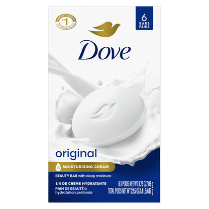 Dove Beauty Bar Soap Original 8 Count for Soft, Smooth Skin, with 1/4 Moisturizing Cream 3.75 oz | Moisturizing beauty bar with ¼ moisturizing cream for soft, smooth skin on face, body and hands