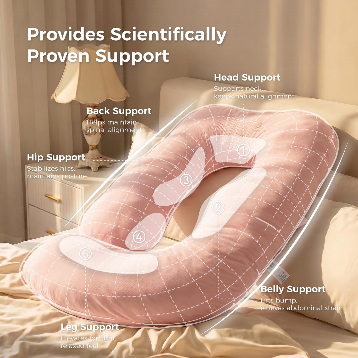 Momcozy Pregnancy Pillow for Sleeping - U Shaped Full Body Maternity Pillow