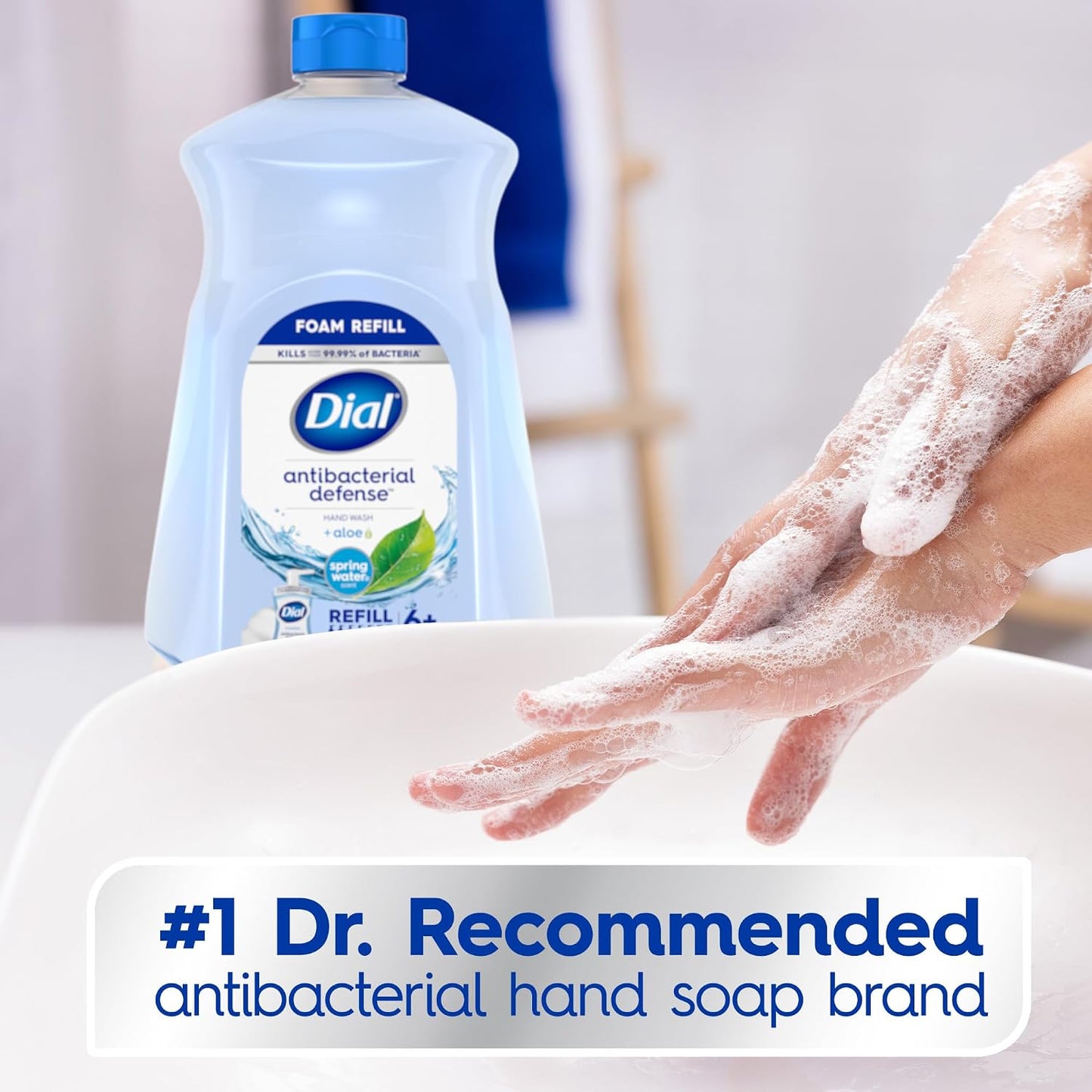 Dial Antibacterial Defense Foaming Hand Soap Refill, Spring Water, 52 Fl Oz
