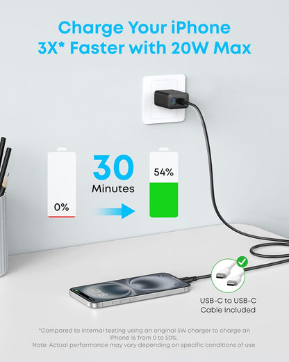 Anker Phone Charger, 20W USB C Charger Block, Type C Charger Fast Charging
