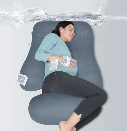 MOON PARK Pregnancy Pillows for Sleeping - U Shaped Full Body Maternity Pillow with Removable Cover - Support for Back, Legs, Belly, HIPS - 65 Inch - Aquamarine