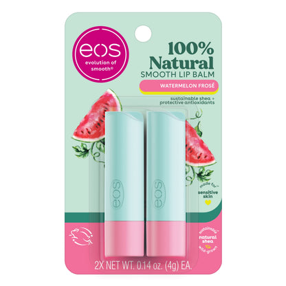 eos 100% Natural Lip Balm - Strawberry Sorbet and Pomegranate Raspberry, All-Day Moisture, Lip Care Products, 0.14 oz, 2-Pack