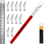 DIYSELF Exacto Knife Set with 10 Extra #11 Blades, 6-Inch Metal Ruler, Pink