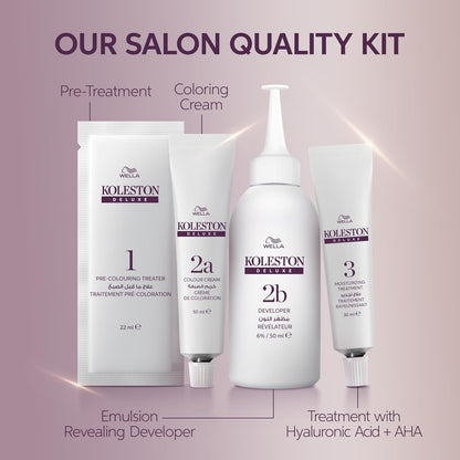 Wella Koleston Deluxe - 0% Ammonia, 100% Grey Coverage, with Hyaluronic Acid, Up to 8 weeks long-lasting & shinier* color – 7/0 Medium Blonde