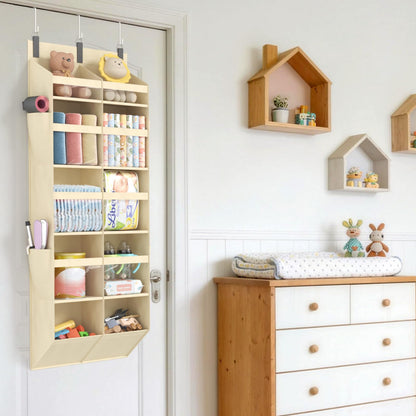 Lifewit 1 Pack Over the Door Organizer, 5 Section Hanging Storage, Beige