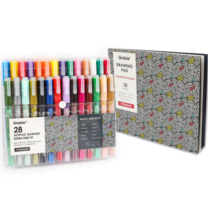 Grabie 6 White Acrylic Paint Markers, 0.7 mm Extra Fine Tip