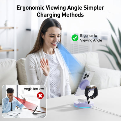 3 in 1 Mag-Safe Wireless Charger Stand for iPhone Apple Watch AirPods