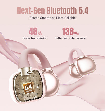 King Lucky Clip-On Earbuds Gen 3, Open-Ear Wireless Bluetooth 6.0 Headphones with Mic, Secure Fit for Small Ears & Glasses Wearers, 50H Playtime, ENC, IPX5 Waterproof Sport Ear Buds (Purple)