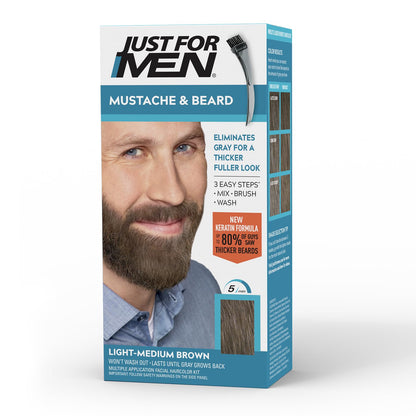 JUST FOR MEN Mustache & Beard Dye, Keratin, Medium Brown M-35 (1 Pack)