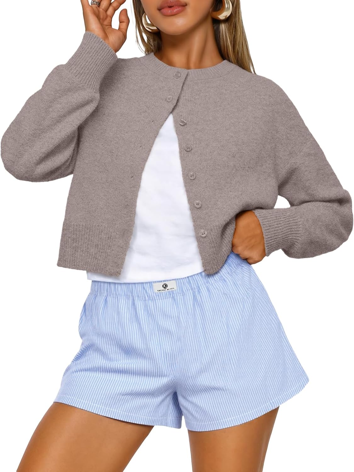 Trendy Queen Cropped Cardigan Sweaters for Women Fall Fashion Clothes 2026