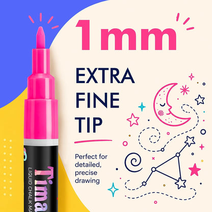 Timart Fine Tip Chalk Markers, Liquid Chalk Pens-8 Pack, 1mm Point