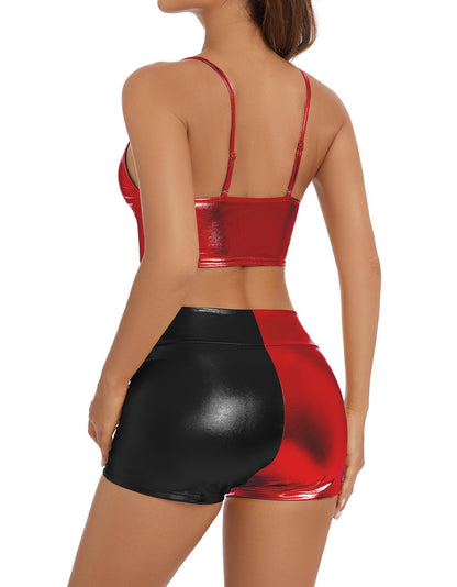 Women's Metallic Rave Booty Shorts Shiny High Waisted Bottoms for Dance Festival