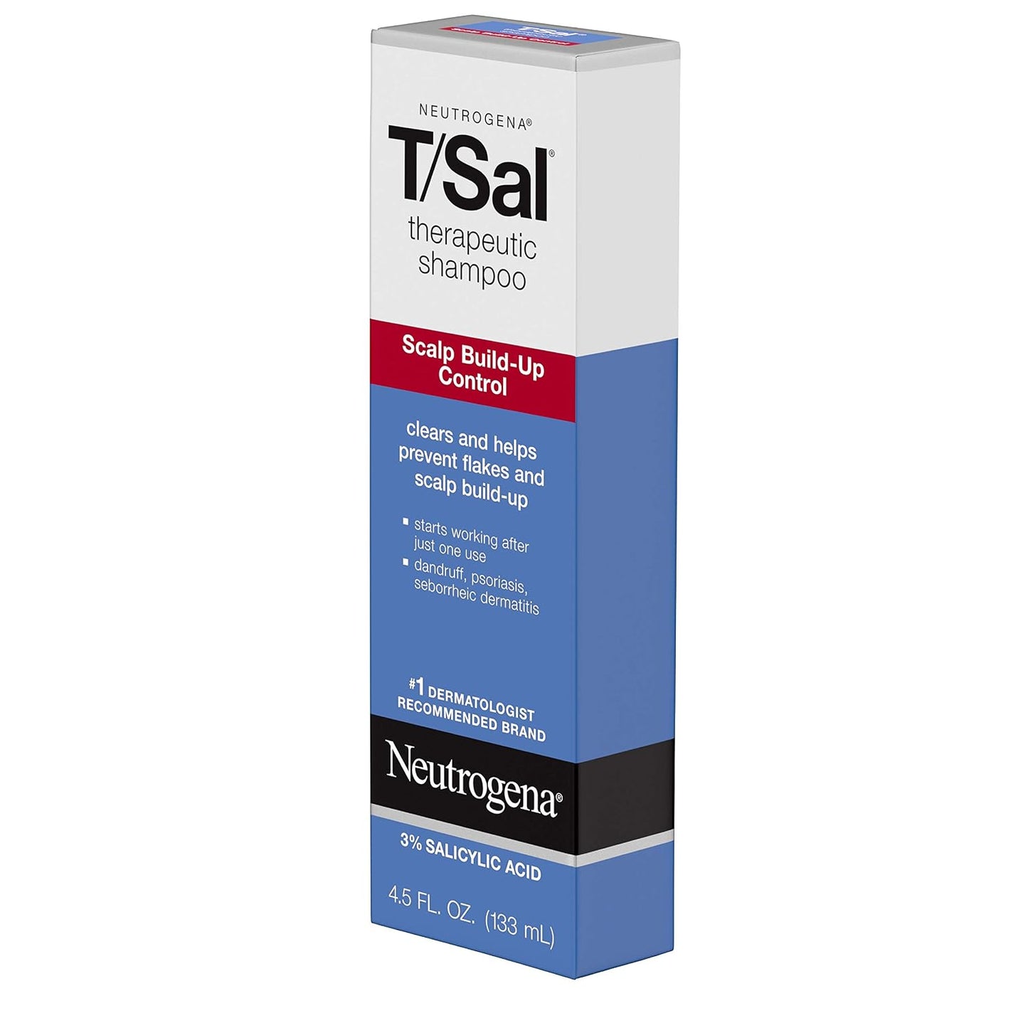 Neutrogena T/Sal Therapeutic Dandruff Shampoo, Scalp Build-Up Control, 3% Salicylic Acid,Psoriasis Treatment, Seborrheic Dermatitis Shampoo, Clears Flakes, Fragrance Free, 4.5 fl oz | Scalp Build-up Shampoo, 3% Salicylic Acid, Scalp Psoriasis Treatment, S