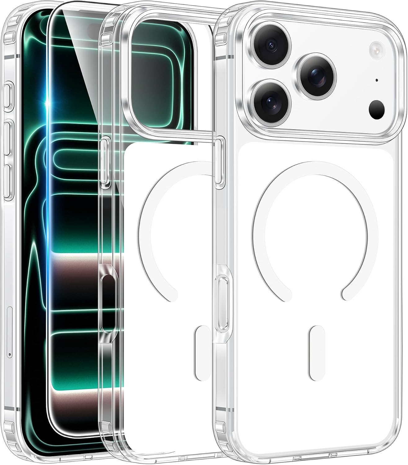 FNTCASE for iPhone 17 Pro Case Clear Magnetic with Screen Protector