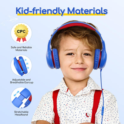 EarFun K1 Kids Headphones Wired with Mic, Volume Limit Headphones for Kids