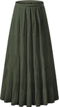 NASHALYLY Women's Chiffon Elastic High Waist Pleated A-Line Maxi Skirts