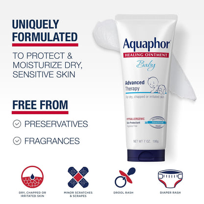 Aquaphor Baby Healing Ointment for Diaper Rash and More, 7 OZ