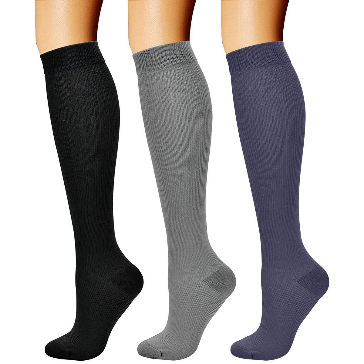 CHARMKING Compression Socks for Women & Men Circulation (3 Pairs) 15-20 mmHg is Best Support for Athletic Running Cycling