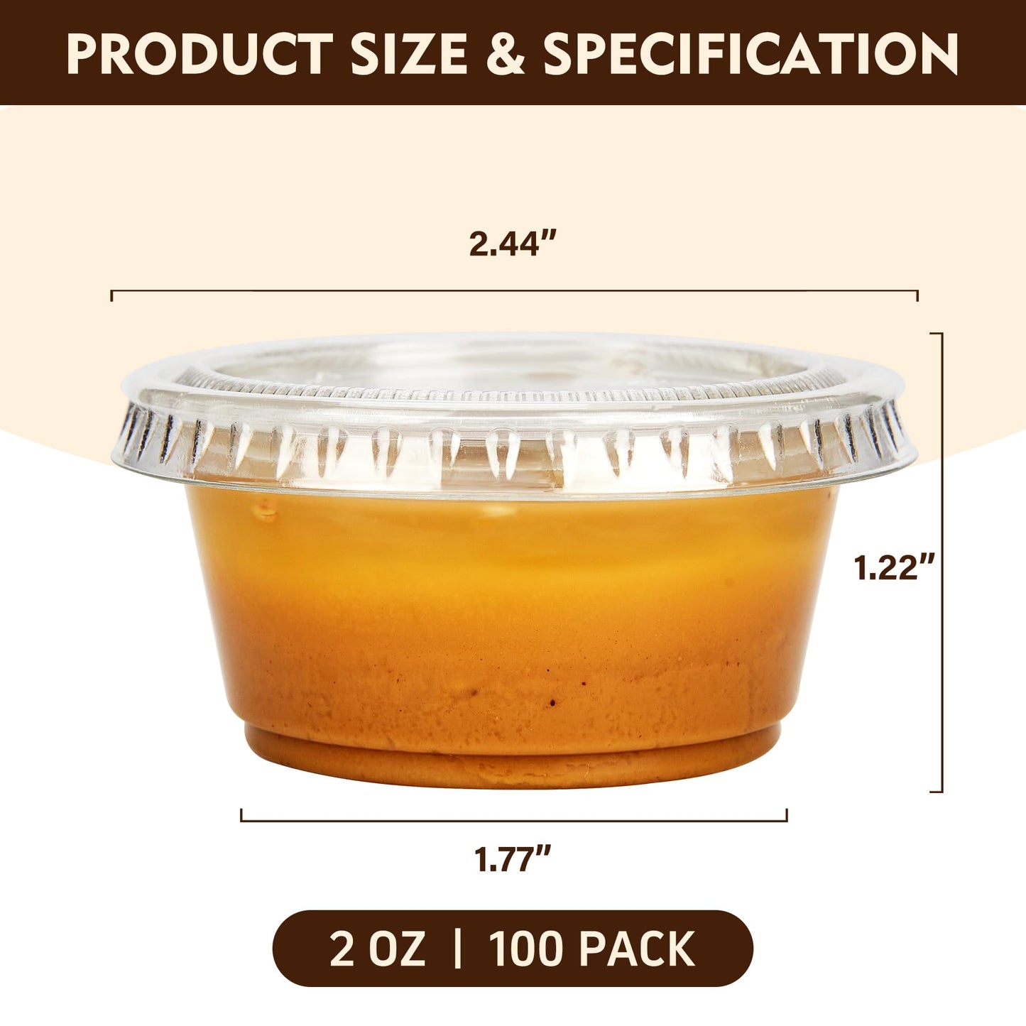 YEEHAW 100 Sets - 2 oz Jello Shot Cups with Lids, Portion Cups, Clear Disposable Plastic Jello Shot Cups for Meal Prep, Salad Dressing, Soufflé, Portion Containers (Pack of 2)