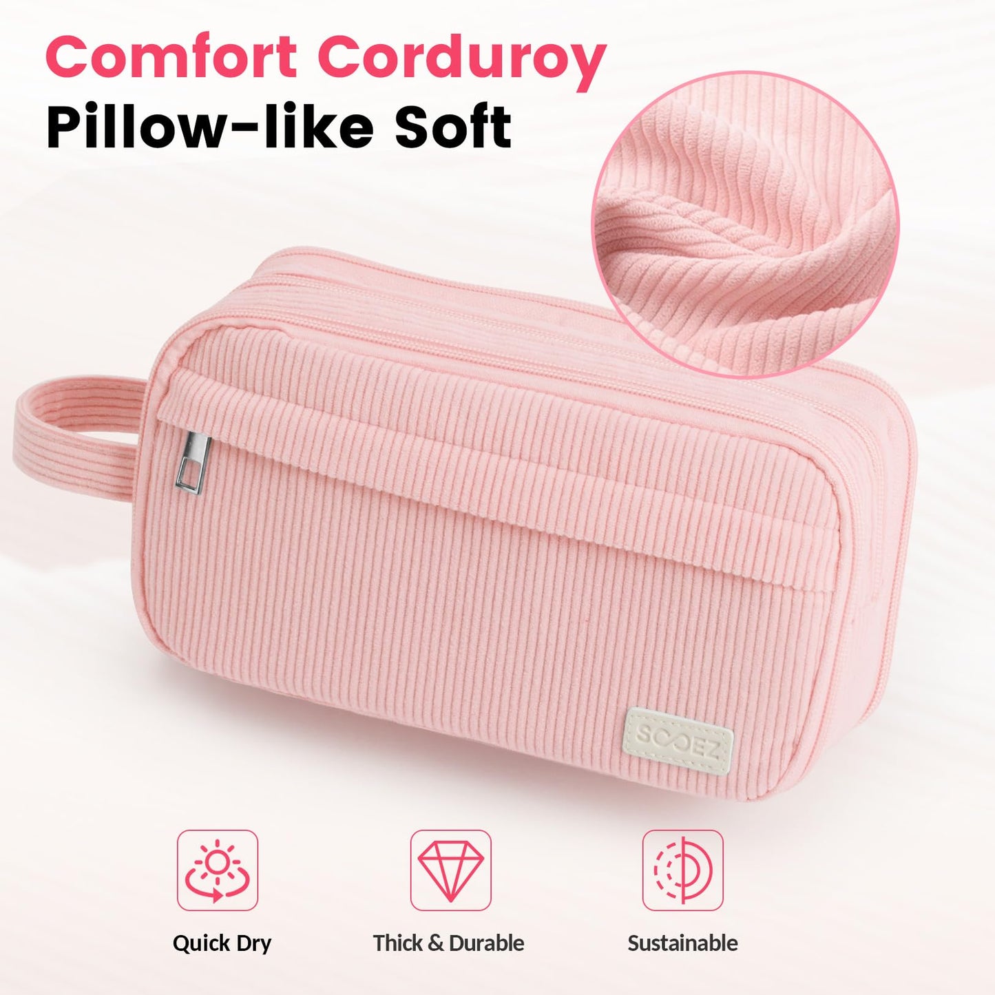 Sooez High Capacity Pencil Case, Soft Corduroy Pencil Pouch