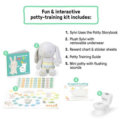 Ingenuity My Size Potty Pro 2-in-1 Potty Training Toilet, Floor Potty with Removable Potty Seat for Standard Toilets, Realistic Flushing Sound, for Toddlers Ages 18+ Months, Up to 50 lb